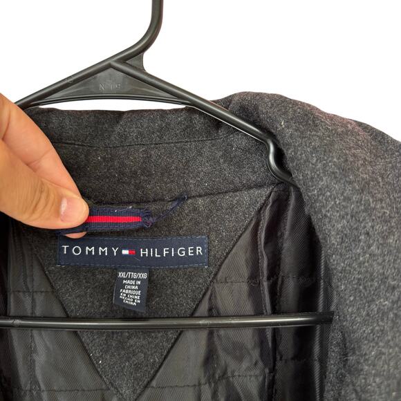 Tommy Hilfiger XXL Wool Blend Zip Jacket Gray Lined Coat Mens Warm Classic - Picture 2 of 9